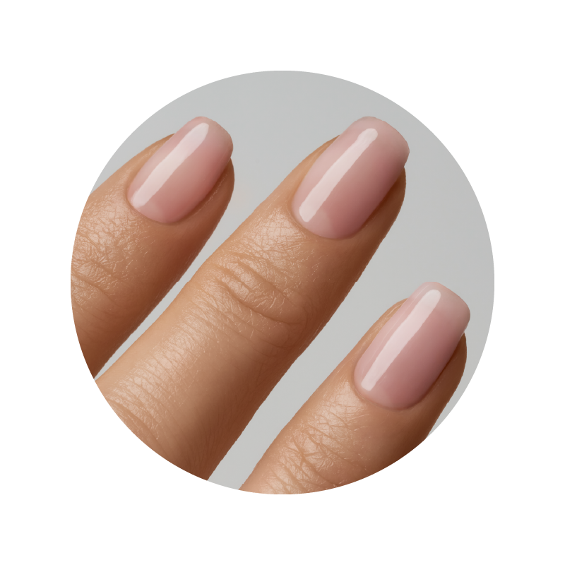 sheer pink nails close up of beautiful sheer pink painted nails